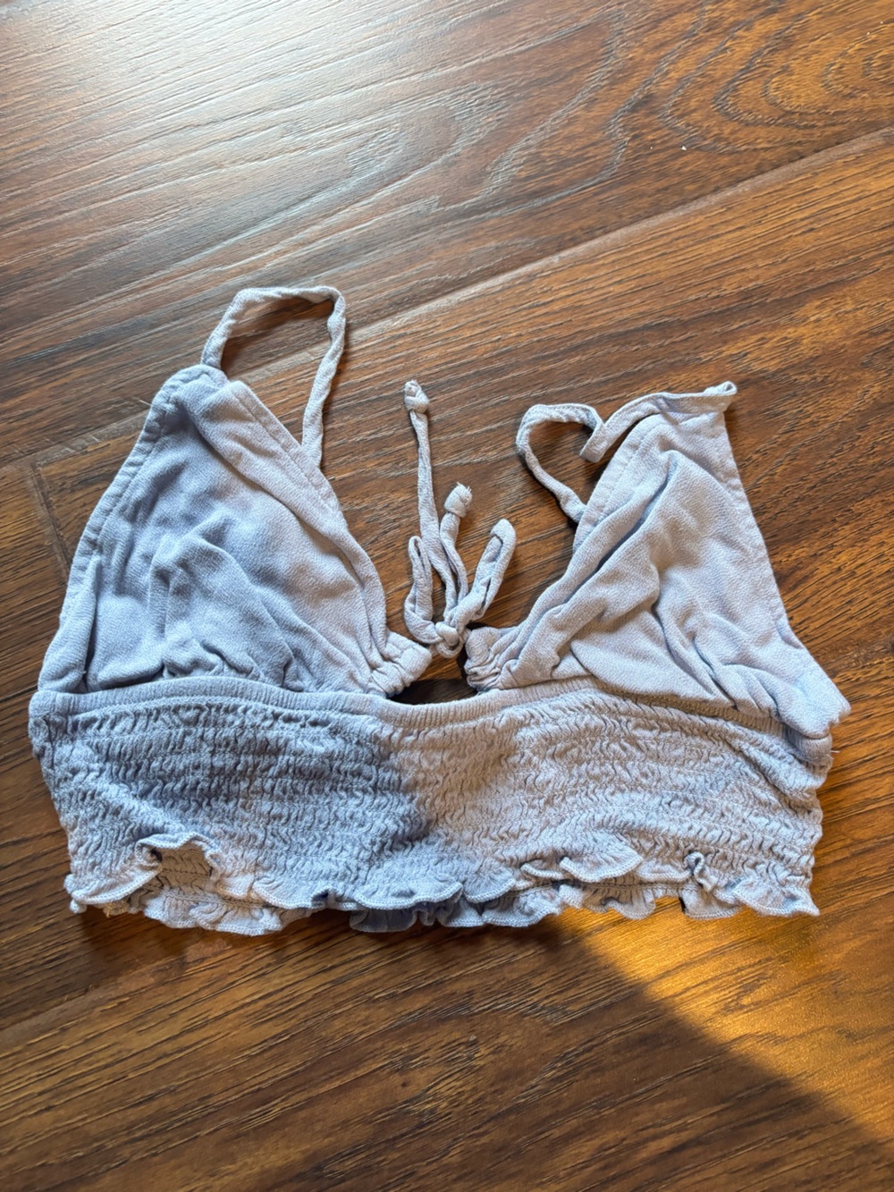 Garage Light Blue Smocked Bralette Top